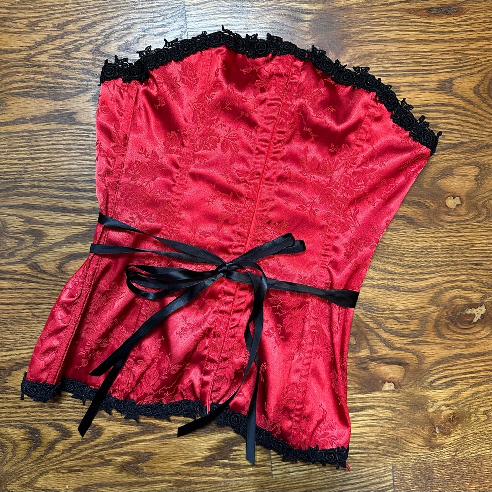 Fredericks of Hollywood Red Satin Corset